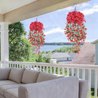 Artificial Hanging Flowers for Outdoors,No Fade 2 Bundles Fake Silk Flowers for Outside, Realistic Faux Plants Decorations for Hanging Baskets, Planters-Porch, Patio, Yard Decor