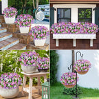 MARTINE MALL 18 Bundles Look Real Artificial Flowers for Outdoors, Realistic Fake Outdoor Flowers UV Resistant Silk Pansy Flower for Outside Faux Flower Plant for Outdoor Porch Yard, Pink+Purple+White