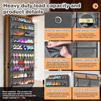 10-Tier Over the Door Shoe Organizer, 20 Pockets Holds 20-30 Pairs, Heavy-Duty Oxford Fabric with Hexagon Mesh for Boots & Sneakers-Dark Gray