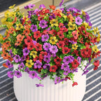 INQCMY Artificial Flowers for Outdoors Faux Plants Outdoor Fake Flowers Spring Decoration,12 Bundles Faux Silk Colorful Daisy Realistic UV Resistant for Outside Home Planter Window Porch Patio Yard