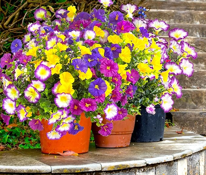 Artificial Faux Flowers for Outdoors, 12 Bundles Artificial Plants Outdoor UV Resistant, Fake Morning Glory Silk Flowers for Outside Planter Porch Patio Yard