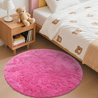 OLANLY Hot Pink Round Rugs for Bedroom - Machine Washable, 3 ft Circle Area Rugs for Living Room, Soft and Fluffy Shaggy Carpet for Teen Girls and Boys, Nursery Rooms, Dorms, Home Decor Aesthetic