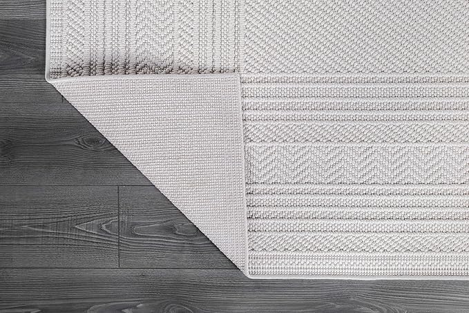 Micro Loop Indoor Rug White 10x14 Boho Geometric Neutral Area Rugs for Living Room Soft Luxury Modern Low and High Pile Durable Stain Resistant Non-Shedding Indoor Area Carpet 10 x 14