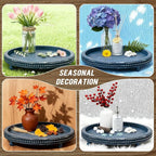 Handmade 12 Inch Decorative Tray, Small Beaded Tray Coffee Table Decor, Blue Decorative Display Risers for Coffee Table, Dining Room Entryway and Living Room