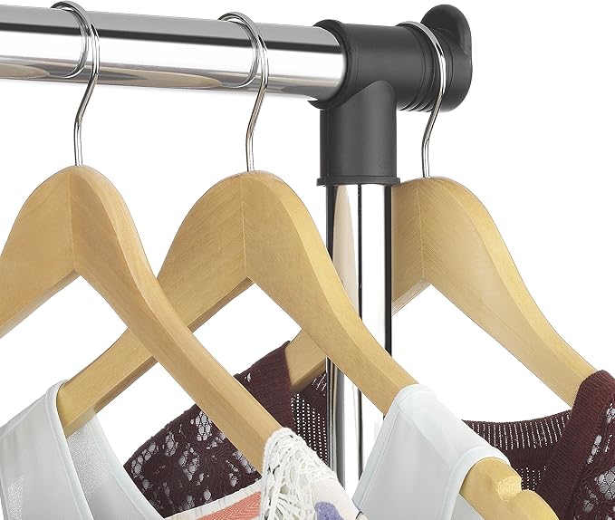 Whitmor Heavy Duty Adjustable Garment Rack-Rolling Clothes Organizer, Black and Chrome