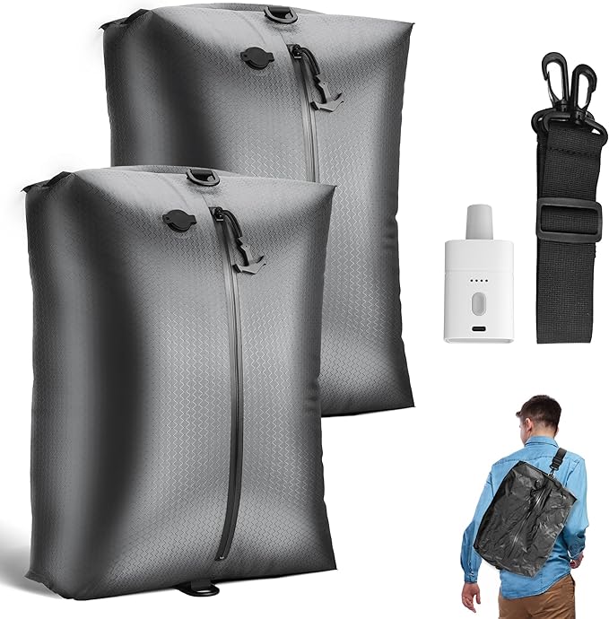 Travel Vacuum Bags with Wireless Pump, Reusable Vacuum Compression Bags for Suitcase, Space Saver for Luggage, Airtight & Waterproof, Perfect for Frequent Travelers & Business Trips (2-Pack)
