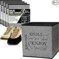 Life Charge Shoe Covers Box - Real Estate Agent Supplies Asking Guests to Please Cover Shoes - Disposable Shoe Bootie Holder For Realtor Listings & Open Houses - Indoor Use | 5 Pack Grey & Black
