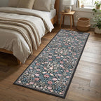 GarveeHome Indigo Blue Vintage Floral 2x6 Runner Rug Washable Kitchen Rugs Non Slip Boho Long Rug for Hallways Bedroom Entryway Bathroom Mat with Rubber Back