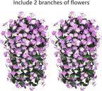 HyeFlora 2PCS Artificial Hanging Flowers for Outdoors Spring Decoration, Faux Daisy Plants Fake Silk Orchid Long Stems UV Resistant Mums for Home Garden Wall Party Indoor Outside Decor