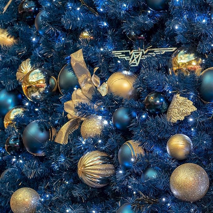 Emopeak 24Pcs Christmas Balls Ornaments for Xmas Christmas Tree - 4 Style Shatterproof Christmas Tree Decorations Hanging Ball for Holiday Wedding Party Decoration (Gold, 1.6"/4.2CM)