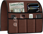 Joywell Armrest Organizer Remote Holder for Recliner Armchair Caddy Couch Sofa Arm Chair Caddie with 6 Pocket Storage for Magazine, iPad, Phone,Rustic Brown