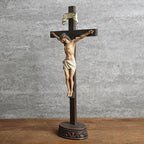 BC Catholic Crucifix Standing Cross, Jesus Christ tabletop Home Decor, Religious Gift, Wood Carve Looking, Realistic Finish, 10.9" H Hand Painted by Buildclassic