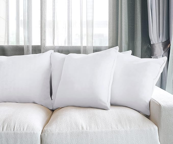 Utopia Bedding Throw Pillows (Set of 4, White) – 24 x 24 Inches Down Alternative Pillows for Bed, Sofa, and Couch - Fluffy Decorative Stuffer Pillow for Indoors & Outdoors