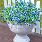 Artificial Flowers for Outdoors Daisy 12 Bundles for Home Decoration, Faux Flower Fake Plants Outside Decoration with Eucalyptus UV Resistant for Planter Porch Patio Yard Garden Blue