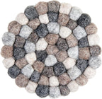 Round Felt Ball Coasters - 100% Merino Wool Table Coasters - Felt Coaster Pads, Absorbent Trivet for Drinks - Heat Resistant, Thick & Durable Hand Felted - Woolygon - Multicolor Set of 5 (Pebbles)