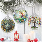 Jocidea Vintage Fairy Stained Glass Hanging Decor - Christmas Tree Ornaments & Decorations - Gifts for Women, Mom