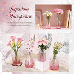 Der Rose Pink Vases Set of 12, Small Bud Vases for Flowers, Rustic Wedding Centerpieces and Home Decor