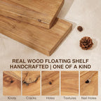 Dreamland 36" Solid Elm Wood Floating Shelves, 8" Deep Wall Shelves for Home Decor, Floating Shelf with Invisible Bracket, Heavy-Duty Display Shelf - for Living Room, Kitchen, Bathroom, Set of 2