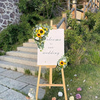 Odouzy Artificial Wedding Arch Flowers for Wedding Sign,Set of 2 for Welcome Ceremony Sign,Faux Floral Swags,Banquet and Reception Backdrop Floral Decoration (Green&Sunflower)