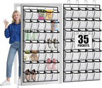 Aheroi 35 Pockets Large Over the Door Organizer, Breathable Mesh Pockets Shoe Organizer, Hanging Shoe Organizers Mesh Closet Shoe Holder Hanger Holds Up to 40 lbs, Space Saving Shoe Rack