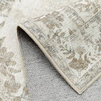 9x12 Area Rug Beige Washable Vintage Distressed Living Room Carpet Large Bedroom Indoor Medallion Floral Non Slip Retro Throw Floor Mat for Office Dining Room Kitchen Bathroom