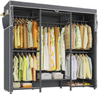 Raybee Clothes Rack with Cover,Portable Closet Heavy Duty,Metal Clothing Racks for Hanging Clothes Adjustable for Bedroom 66.5" Wx15.75 Dx74.8 H Black