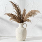 SIDUCAL Rustic Ceramic Farmhouse Flower Vase with 1 Handle-Height 8.43" Terracotta Vase, Unique Textured Pottery Flower Vases for Home Decor, Table, Wedding, Living Room, Shelf Decor, Speckled White