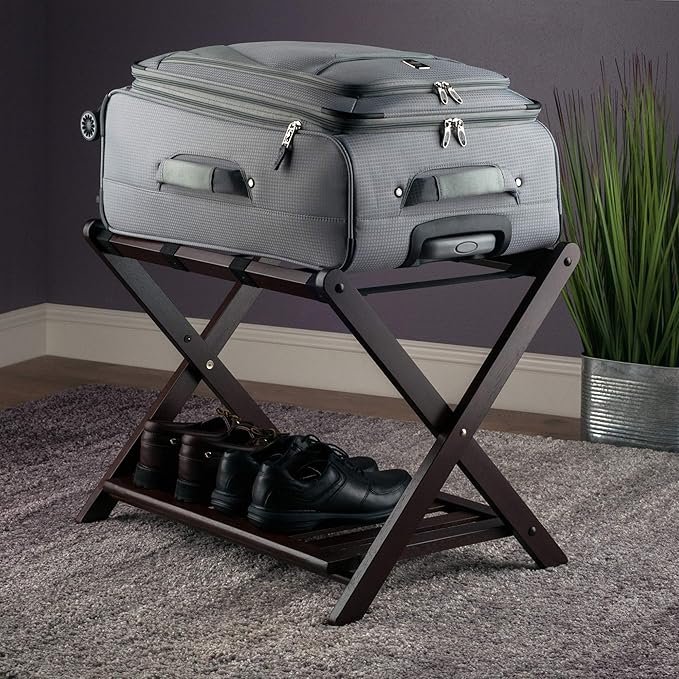 Winsome Remy Luggage Rack, Sturdy Folding Suitcase and Bag Stand for Guest Room, Bedroom, Must Have Foldable Storage Essential for Guests, Small Businesses, Home