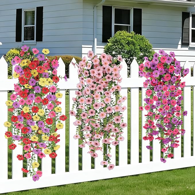 Artificial Flowers for Outdoors, UV Resistant 2 Bundles Fake Silk Flowers for Outside, Realistic Faux Plants for Hanging Baskets, Planters - Porch, Patio, Yard Décor (Mix)