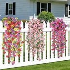 Artificial Hanging Flowers for Outdoors, UV Resistant 2 Bundles Fake Silk Flowers for Outside, Realistic Faux Plants for Hanging Baskets, Planters - Porch, Patio, Yard Decor