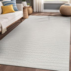 Modern Micro Loop Indoor Area Rugs for Living Room Bedroom Kitchen Geometric Pebble White 4x6 Luxury Durable Low and High Pile Non-Shedding Stain Resistant Soft Area Carpet 4 x 6