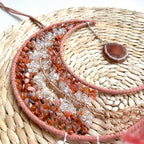Moon Dream Catchers with Chakra Gemstone Agate Stone, Crystal Tree Life Dream Catchers Wall Hangings Room Decor (Red)