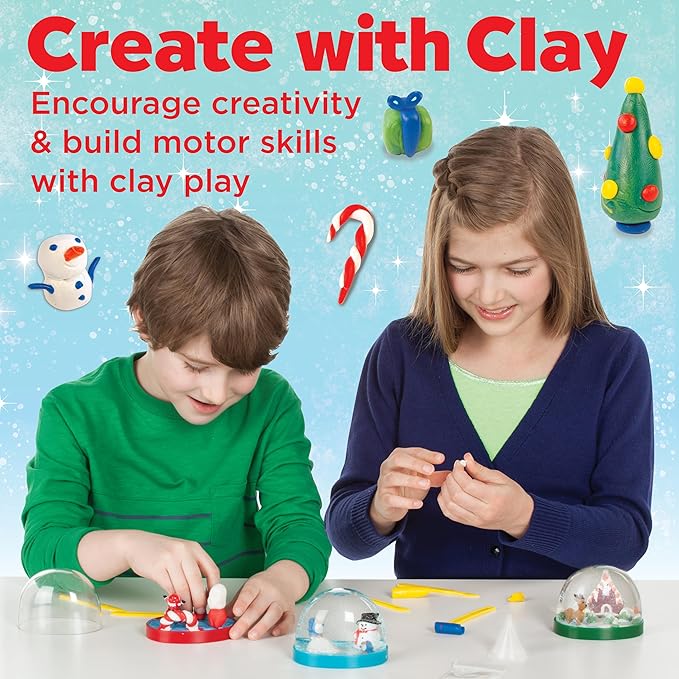 Creativity for Kids Make Your Own Holiday Snow Globes Kit | Sculpt, Decorate & Shake 3 Festive Winter Scenes | DIY Christmas Crafts for Kids to Build Creativity & Fine Motor Skills (Ages 6+)