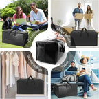 6 Pack Heavy Duty Extra Large Moving Bags W/Backpack Straps - Strong Handles & Zippers, Storage Totes For Space Saving, Fold Flat, Alternative to Box and Bin (40 gal, Black)