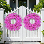 26 Inch Spring Wreaths for Front Door Large Easter Valentines Forsythia Floral Summer Spring Door Wreaths Outdoor All Season Spring Decor for Home Porch Room Window Wall Farmhouse Decor(Rose red)