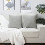 HPUK Linen Throw Pillow Covers Pack of 2, 18x18 Inch Accent Cushion Covers for Living Room, Bedroom, Decorative Solid Color Pillow Covers for Couch, Sofa, Chair, Grey