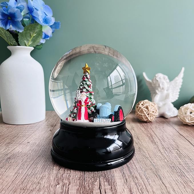 Clear DIY Empty Snow Globe kit Glass Water Globe Jar with Resin Base -3.9 Inch Diameter