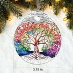 Tree of Life Stained Glass Ornament, Crystal Ornaments for Christmas Tree Decorations, Holiday Presents Idea, Car Hanging Ornaments, Car Charm, Mirror Accessories