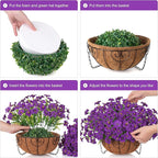 INSPRING Artificial Hanging Flowers Basket for Outdoors Fake Plants Spring Decoration, UV Resistant Faux Silk Petunias in Planter Look Real Morning Glory for Outside Patio Porch Balcony Garden Home
