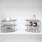 Deco Brothers 3-Tier Counter and Cabinet Corner Shelf Organizer, 2 Pack, Black