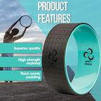 Yoga Wheel with Beginners Guide & Yoga Strap - Back Pain and Tension Relief. Comfy Roller for Stretching, Increase Flexibility. Home Exercise Kit. Ideal for Women Yogis. Improve your Posture.