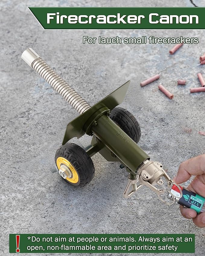 Firecracker Cannon, Stainless Steel Mini Cannon Model Shoots Firecrackers, Military Collectible Ornaments, Robust 4 lbs Construction, Home Decor Collectible Vehicles Toy Gift, Green