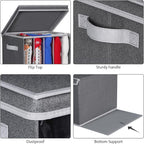 Zilink Upgraded Sweater Organizer for Shelf with Lids and Support Boards Clothes Organizer for Closet with 5 Grids Divider Sweater Storage Bins for Sweaters, Jeans, Pants, Black Pattern, 3 Pack