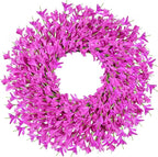 26 Inch Spring Wreaths for Front Door Large Easter Valentines Forsythia Floral Summer Spring Door Wreaths Outdoor All Season Spring Decor for Home Porch Room Window Wall Farmhouse Decor(Rose red)