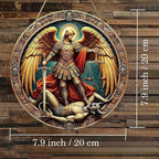 St. Michael San Miguel Arcangel Wall Pediments Home Decor Door Sign Plaques Hanging Pendant Decorations Batter Guard Angel Christian Religious Ornaments (B)