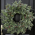 Olive Wreath 26 Inch Wreaths for Front Door with Purely Handmade Realistic Dense Olive Leaf Olive Berry, Elegant Home Decor Wreath Ideal for Front Door, Hallways, Any Area You Want to Brighten
