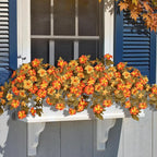 HyeFlora Artificial Fall Flowers for Outdoors Decoration 2PCS Autumn Faux Morning Glory Look Real Silk Flowers for Outside Planter UV Resistant Fake Flowers for Home Garden Balcony Yard Porch Deco