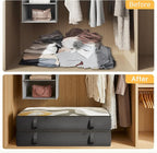 2-Pack Under Bed Storage, 6 Inches Tall Closet Organizers and Storage Bins with Sturdy Sidewalls/Bottom/4 Handles, Black