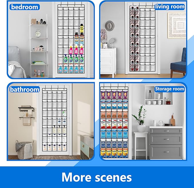 over the door shoe organizer,2025 upgraded,over the door shoe organizer,35 Huge clear pockets,over door shoe organizer,Store size 13 shoes,Strong material,hooks Suitable for various doors,White
