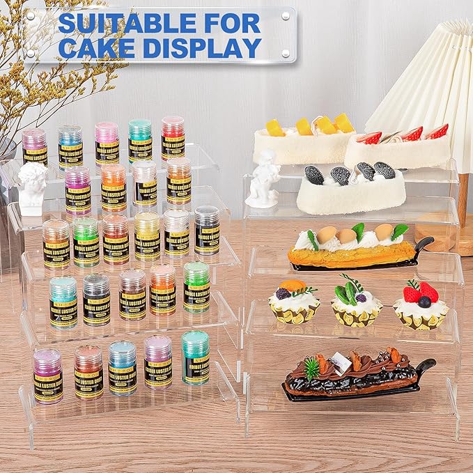 Aheroi Acrylic Risers, 20 Pcs 4 Set Display Stands, Clear Rectangular Risers for Decor, Cupcake Funko, Shoe Display (1-3-4-5-6IN)